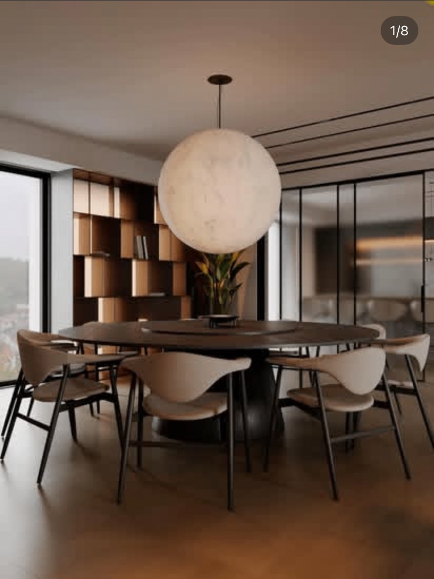 Inspiration salle à manger — suspension boule et chaises design