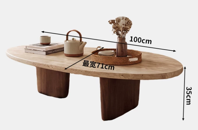 Table basse en travertin — sélection Atelier Kër, salon